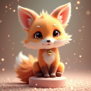 Fantasy Characters — Chibi-style Fox Spirit With Fluffy Tri-colour Character #0127 (Krea)