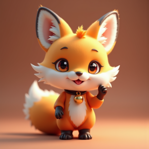 Fantasy Characters — Chibi-style Fox Spirit With Fluffy Tri-colour Character #0157 (Leonardo)