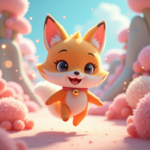 Fantasy Characters — Chibi-style Fox Spirit With Fluffy Tri-colour Character #0181 (Leonardo)