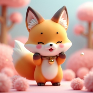 Fantasy Characters — Chibi-style Fox Spirit With Fluffy Tri-colour Character #0193 (Leonardo)