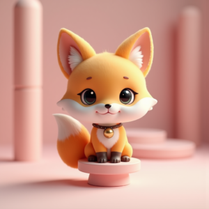 Fantasy Characters — Chibi-style Fox Spirit With Fluffy Tri-colour Character #0199 (Krea)