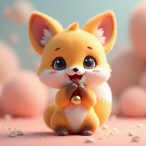 Fantasy Characters — Chibi-style Fox Spirit With Fluffy Tri-colour Character #0205 (Leonardo)
