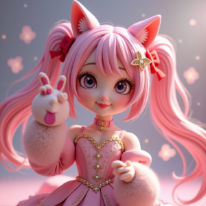 Fantasy Characters — Magical Girl Character With Flowing Ribbon-trimmed Character #0054 (FLUX)