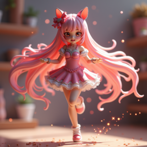Fantasy Characters — Magical Girl Character With Flowing Ribbon-trimmed Character #0078 (FLUX)