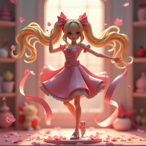 Fantasy Characters — Magical Girl Character With Flowing Ribbon-trimmed Character #0108 (Ideogram)
