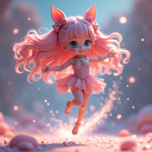 Fantasy Characters — Magical Girl Character With Flowing Ribbon-trimmed Character #0114 (FLUX)