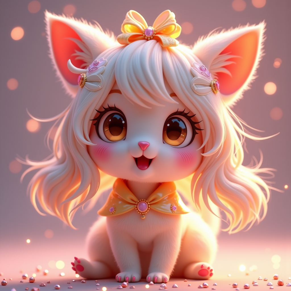 Fantasy Characters — Magical Girl Character With Flowing Ribbon-trimmed Character #0126 (FLUX)