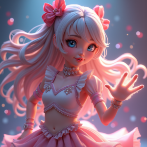 Fantasy Characters — Magical Girl Character With Flowing Ribbon-trimmed Character #0156 (Ideogram)