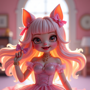 Fantasy Characters — Magical Girl Character With Flowing Ribbon-trimmed Character #0162 (FLUX)