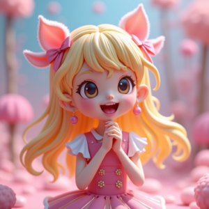 Fantasy Characters — Magical Girl Character With Flowing Ribbon-trimmed Character #0210 (FLUX)