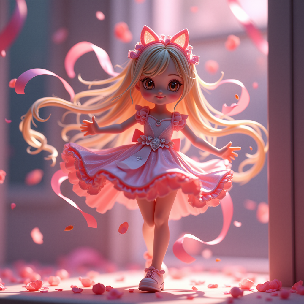 Fantasy Characters — Magical Girl Character With Flowing Ribbon-trimmed Character #0305 (Stable Diffusion)