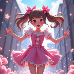 Fantasy Characters — Magical Girl Character With Flowing Ribbon-trimmed Character #0347 (Recraft)