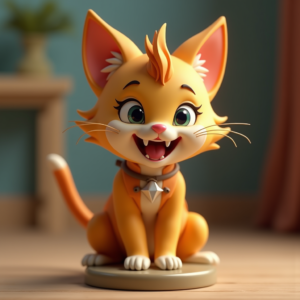Fantasy Characters — Mischievous Cartoon Cat Character Mid-pounce With Character #0023 (Recraft)