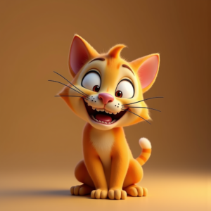 Fantasy Characters — Mischievous Cartoon Cat Character Mid-pounce With Character #0059 (Recraft)