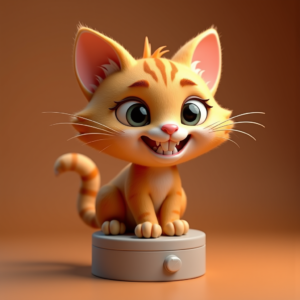 Fantasy Characters — Mischievous Cartoon Cat Character Mid-pounce With Character #0167 (Recraft)