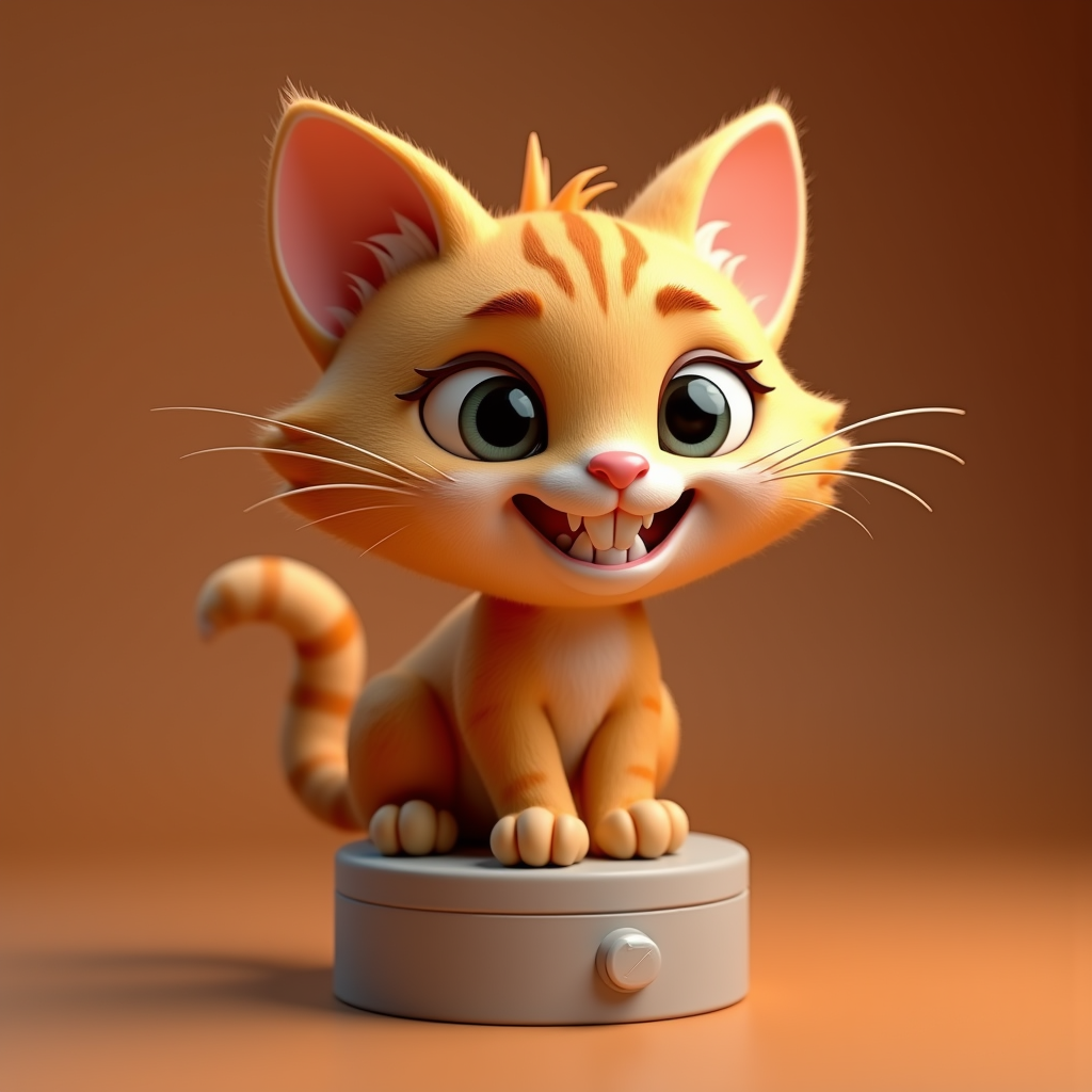 Fantasy Characters — Mischievous Cartoon Cat Character Mid-pounce With Character #0167 (Recraft)