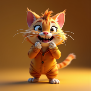 Fantasy Characters — Mischievous Cartoon Cat Character Mid-pounce With Character #0173 (Stable Diffusion)