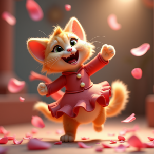 Fantasy Characters — Mischievous Cartoon Cat Character Mid-pounce With Character #0179 (Recraft)