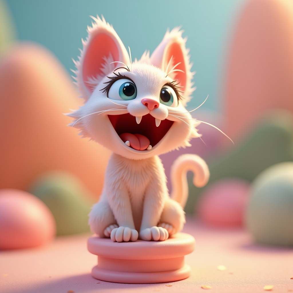 Fantasy Characters — Mischievous Cartoon Cat Character Mid-pounce With Character #0203 (Recraft)