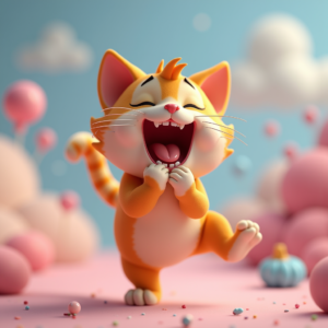 Fantasy Characters — Mischievous Cartoon Cat Character Mid-pounce With Character #0209 (Stable Diffusion)