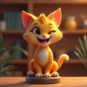 Fantasy Characters — Mischievous Cartoon Cat Character Mid-pounce With Character #0292 (Midjourney)