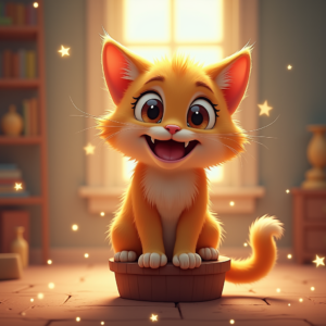 Fantasy Characters — Mischievous Cartoon Cat Character Mid-pounce With Character #0328 (Midjourney)