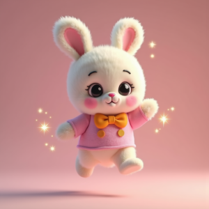 Fantasy Characters — Round-eyed Pastel Bunny Plush Character With Character #0003 (Dreamina)