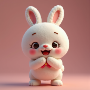Fantasy Characters — Round-eyed Pastel Bunny Plush Character With Character #0027 (Dreamina)