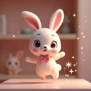 Fantasy Characters — Round-eyed Pastel Bunny Plush Character With Character #0075 (Dreamina)