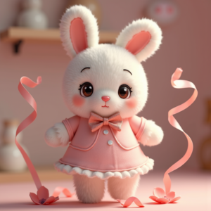 Fantasy Characters — Round-eyed Pastel Bunny Plush Character With Character #0105 (ChatGPT)