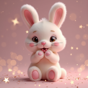 Fantasy Characters — Round-eyed Pastel Bunny Plush Character With Character #0135 (Dreamina)