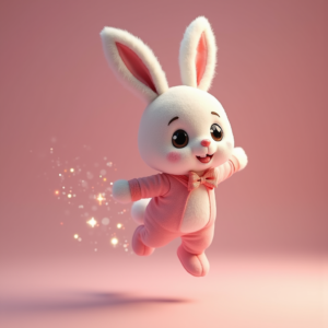 Fantasy Characters — Round-eyed Pastel Bunny Plush Character With Character #0219 (Dreamina)