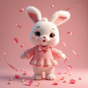 Fantasy Characters — Round-eyed Pastel Bunny Plush Character With Character #0266 (Seedream)