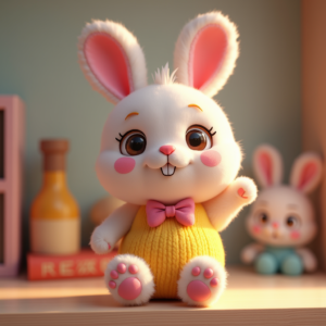 Fantasy Characters — Round-eyed Pastel Bunny Plush Character With Character #0284 (Gemini)