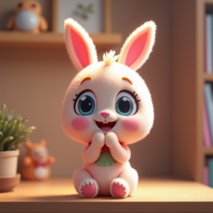 Fantasy Characters — Round-eyed Pastel Bunny Plush Character With Character #0296 (Gemini)