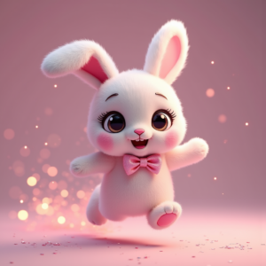 Fantasy Characters — Round-eyed Pastel Bunny Plush Character With Character #0308 (Gemini)