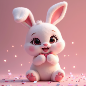 Fantasy Characters — Round-eyed Pastel Bunny Plush Character With Character #0332 (Gemini)