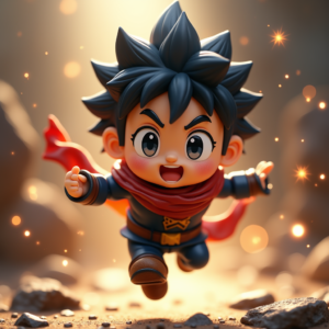 Fantasy Characters — Spiky-haired Anime Hero In A Battle-worn Character #0002 (Seedream)