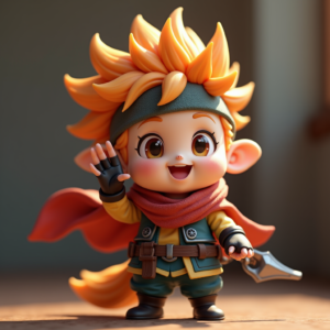 Fantasy Characters — Spiky-haired Anime Hero In A Battle-worn Character #0014 (Seedream)