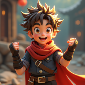 Fantasy Characters — Spiky-haired Anime Hero In A Battle-worn Character #0044 (Gemini)