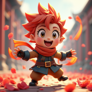 Fantasy Characters — Spiky-haired Anime Hero In A Battle-worn Character #0068 (Gemini)