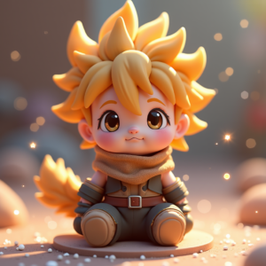 Fantasy Characters — Spiky-haired Anime Hero In A Battle-worn Character #0128 (Gemini)
