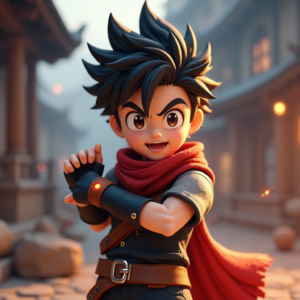 Fantasy Characters — Spiky-haired Anime Hero In A Battle-worn Character #0152 (Gemini)