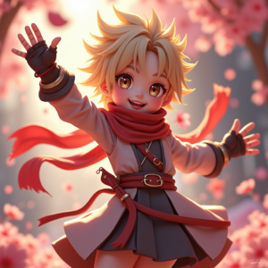 Fantasy Characters — Spiky-haired Anime Hero In A Battle-worn Character #0176 (Gemini)