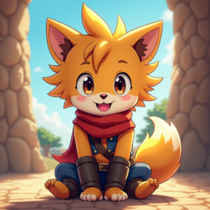 Fantasy Characters — Spiky-haired Anime Hero In A Battle-worn Character #0253 (Leonardo)
