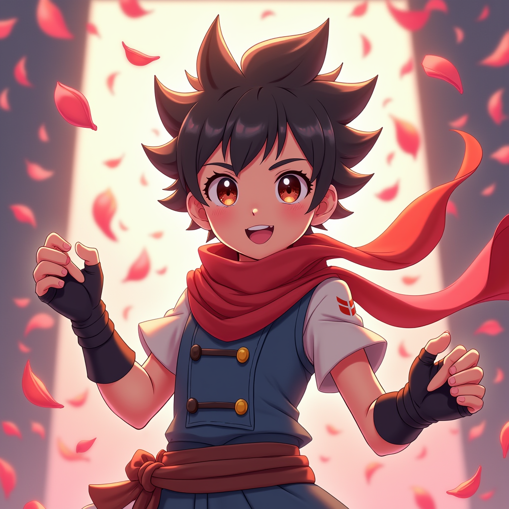 Fantasy Characters — Spiky-haired Anime Hero In A Battle-worn Character #0265 (Leonardo)
