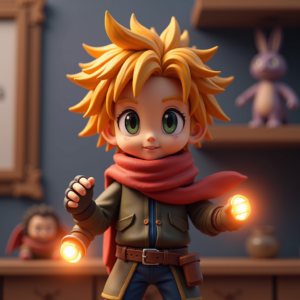 Fantasy Characters — Spiky-haired Anime Hero In A Battle-worn Character #0277 (Leonardo)