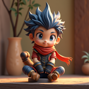 Fantasy Characters — Spiky-haired Anime Hero In A Battle-worn Character #0289 (Leonardo)
