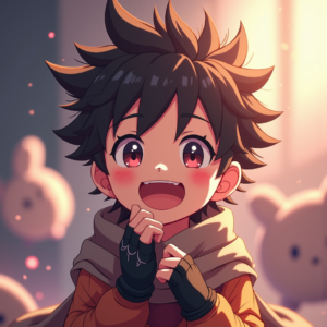 Fantasy Characters — Spiky-haired Anime Hero In A Battle-worn Character #0331 (Krea)