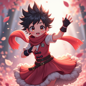 Fantasy Characters — Spiky-haired Anime Hero In A Battle-worn Character #0337 (Leonardo)